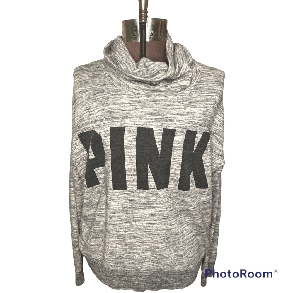 PINK sweatshirt, gray, high low, size Large